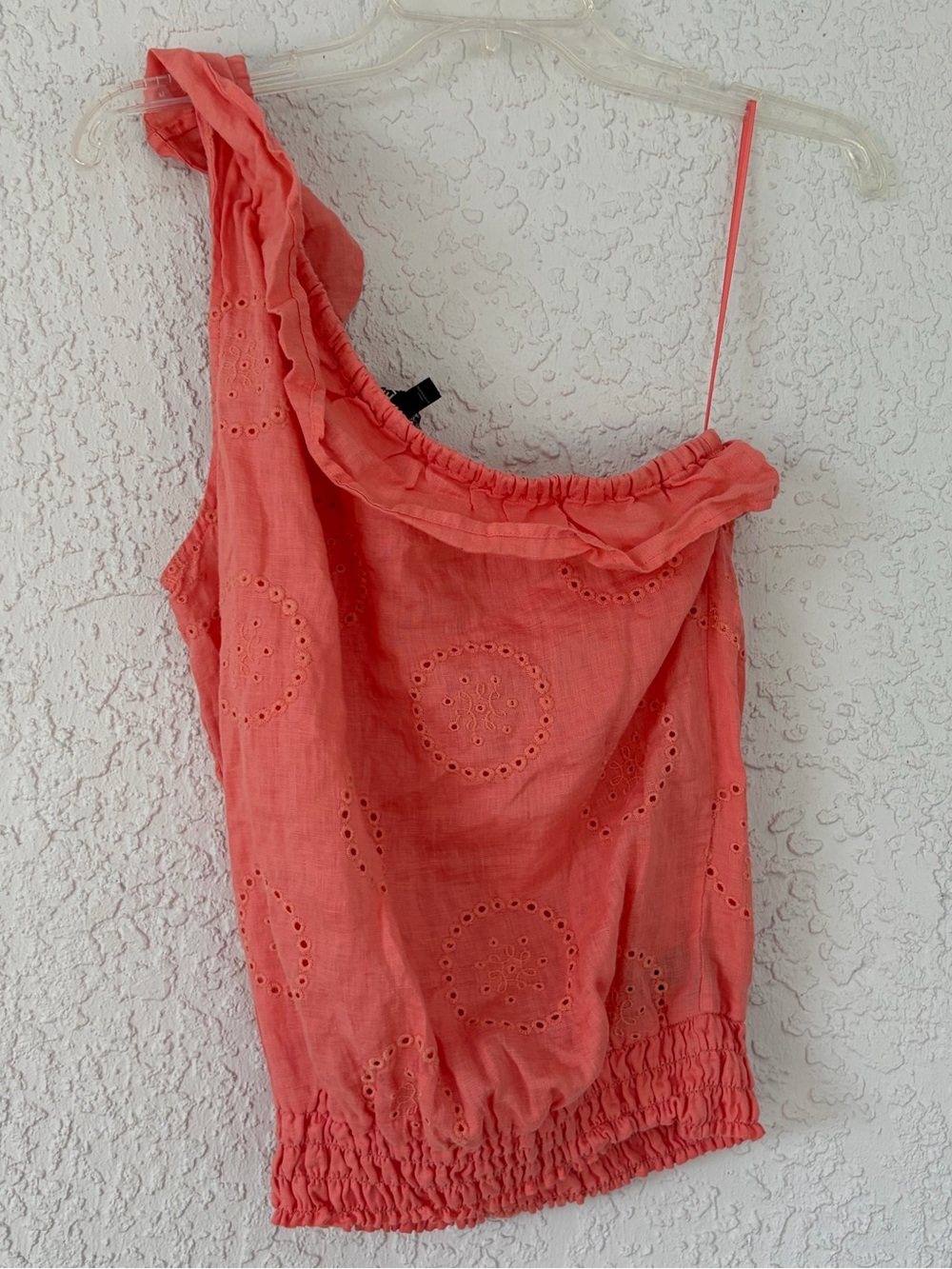 Express Coral One-Shoulder Eyelet linen  Camisole size XS